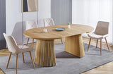 PEGANE Table à Manger Ronde Extensible en Bois Coloris chêne - diamètre 120-200 x Hauteur 75 cm