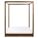 Beliani Lit à Baldaquin Minimaliste en Bois 160 x 200 cm Meuble de Chambre Marron Foncé Herliere