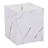 [en.casa] Table d'Appoint en Forme de Cube Bout de Canapé Design Unique Support de Plantes Table de Chevet Capacité de Charge 30 kg MDF 45 x 40 x 40 cm Aspect Marbre Blanc