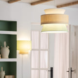 LEDKIA LIGHTING - Suspension Tissu Chulu | Design Élégant et Classique | Compatible Ampoule LED E27 | Utilisation Intérieure IP20 | 1700 mm x 400 mm, Vert, Textile