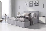 Interbeds Lit rembourré Double avec Coffre sommier Cadre de lit tapissé (Gris, 160x200)