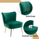 chairus Chaise de Salon en Velours Fauteuil de Chambre Comfortable Chaise Rembourrée Canapé 1 Place (Vert- 1 Piece)