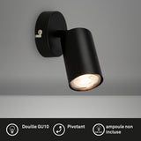 Briloner - Applique réglable pour l'intérieur, douille GU10, max. 9 W, lampe de lecture, lampe de salon et couloir, lampe murale, spot de cuisine, applique murale, noir