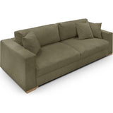 HOMIFAB Canapé Convertible 3 Places en Velours côtelé Vert Kaki avec Coffre de Rangement - Robin 219x104x78cm