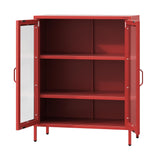 Jan Nowak Vitrine d'Exposition en Métal - GINA | Étagères Réglables, Fixation Murale, Verre Trempé | Meuble de Rangement pour Salle de Séjour, Maison, Intérieur | 80 x 101,5 x 40 cm | Rouge