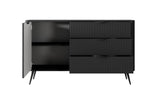 3E 3xE living.com Commode avec Trois tiroirs, Une Porte, Couleur : Noir