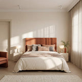 KLAST Tête de Lit Line, Polyester, Mousse Polyuréthane, Contreplaqué, Terracotta, Style Contemporain, Rembourré, 120 x 165 cm