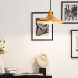 LEDKIA LIGHTING - Suspension Métal Presley | Design Japonais Inspiré | Douille E27 | Câble Réglable en Hauteur | Aluminium Résistant, Doré