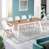 IDMarket - Table scandinave Extensible Rectangle Inga 6-8 Personnes Plateau Bois Pieds Blancs 160-200 cm