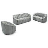 Menzzo Canapé 3 Places SIDONIE Velours Gris – Design Moderne 201 cm – Canapé Droit Confortable avec Coussin Décoratif – Salon Élégant Style Contemporain