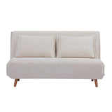 EVERGREENWEB Canapé-lit Convertible en Lit 3 Places 160 cm en Tissu Blanc, Fauteuil-lit Relax Dossier Réglable 5 Positions, Oreillers Amovibles, Pieds en Bois, Canapé Pliant Clic Clac Rembourré VELVET