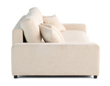 Lisa Design - Pivoine - canapé Droit 3 Places - Convertible avec Coffre - en Velours texturé, Beige