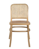 KAYELLES Lot de 2 chaises Design Vintage Bois Massif et rotin Naturel MENO