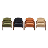 sweeek - Fauteuil scandinave Bois d'hévéa teinté Noyer et Tissu Velours Terracotta