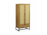 Deco In Paris Armoire penderie 2 Portes 1 tiroir en Bois métal et cannage TULLIO 80x56x172