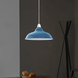 LEDSone Abat-jour de plafond industriel moderne en métal, grand abat-jour courbé de 32 cm, facile à installer, pour salon, cuisine, couloir (plaque réductrice gratuite) (Bleu Clair)