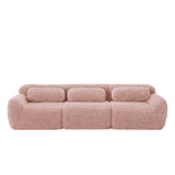 KOMHTOM Canapé Modulaire d'angle en Peluche, Canapé Profond Confortable Moderne pour Salon, Bureau, Rampe Courbée, 291 x 104 x 73cm (Rose)