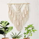 BMIDRUT Tapisserie macramé en coton tissé à la main avec pompons, décoration artisanale, chambre à coucher, salon, appartement, 45 x 75 cm