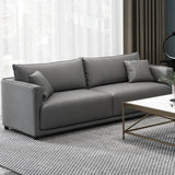 KIBONCY 3-Seater Modern Sofa, Soft Leather Upholstered Couch with Detachable Pillows, Low-Saturation Color with Integrated Armrests, Easy-to-Clean(E,200cm)