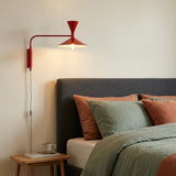 BARCELONA LED Applique Murale Industrielle Grand Modèle 40 cm, Lampe Murale à Bras Articulé, Style Vintage, Abat-jour Métal Rouge Intérieur Blanc, Idéal Restaurant, Escalier et Chambre