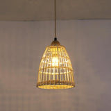 DAXGD Lampe Suspension en Rotin Bambou Naturel, Suspension Luminaire La Main Lampe Vintage, Boho Lustre Plafonnier en Osier Suspension Réglable E27 pour Table À Manger Couloir Cuisine Salon