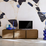 sweeek - Meuble TV décor Bois 3 Portes Noyer 180cm L 180 x P 43 x H 45cm - Kuba