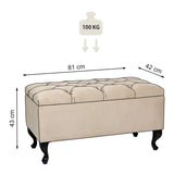 Banc rembourré de Rangement MODIANO BL 81x42cm - Velours Beige, Siège, Banquette, Coffre de Stockage avec Couvercle, Pouf pour Salon Chambre Entrée Couloir Coiffeuse Bout de Lit