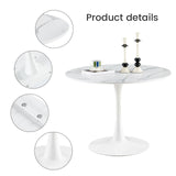 buybyroom Table de Salle à Manger, Ronde, Moderne, Table de Bar, Bureau, Convient pour la Cuisine, la Salle à Manger, Le Salon et Le Bureau, pour 2 à 4 Personnes, diamètre 100 cm, Couleur marbre