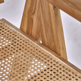 Meubletmoi Fauteuil Lounge en Bois Massif avec Cannage en Rotin - Style Naturel et Exotique - Bruno