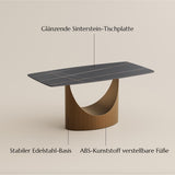POVISON Table de Salle à Manger 180cm pour 6-8 Personnes, Table à Manger avec Plateau Rectangulaire en Pierre Frittée Noir, Pied en Acier Carbone,Table sans Chaise, 180 * 90 * 75cm
