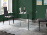 Vente-unique - Table à Manger en Verre trempé - 6 Personnes - Adamo
