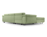 Best Mobilier - Canapé d'angle Convertible avec Coffre - Angle Gauche - Pablo en Velours Côtelé - Canapé Lit - Sofa Vert Sauge 6 Places - Têtières Réglables - Salon