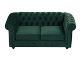 Vente-unique - Canapé 2 Places en Velours Vert Chesterfield