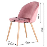 GrandCA HOME Lot de 2 Chaises de Salle à Manger , avec Coussin de Siège en Velours Doux, Latérales Rembourrées pour Salon, Cuisine , Rose