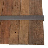 MACABANE Mathis - Table Basse Multi-Planches Marron Bois Massif cerclée métal Gris Anthracite