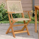 vidaXL Chaises de Jardin Lot de 2 Beige Bois Massif d'acacia et rotin, siège de Jardin, siège d'extérieur, Chaise Pliable, siège de Jardin