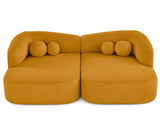 Lisa Design - Charles - canapé Droit 4 Places avec Double méridienne - Assise Profonde - en Velours texturé, Jaune