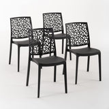 SIEDITI FUORI E DENTRO Chaises en résine avec Fibre de Verre empilables pour intérieur/Cuisine/Salle à Manger et extérieur/Jardin Anna (4 Chaises, Noir)