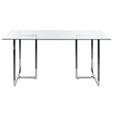 Table de Repas en Verre Trempé 160 x 90 cm Pieds Argentés Envia