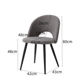 JZGORC Lot de 4 Chaise de Salle à Manger, Chaise de Salle à Manger Teddy en Velours Doux, Chaise de Cuisine avec Siège Moelleux et Accoudoirs, Pieds en Métal - Gris