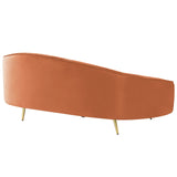 Canapé en Velours Courbé Glamour Orange à 3 Places Pieds Dorés Brillants Savar