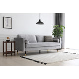 CONCEPT USINE - Canapé Nalha Gris Clair en Velours 3 Places - Revêtement en Velours 100% Polyester - avec Accoudoirs - 2 Longs Coussins Ronds Déhoussables - Largeur 199 cm - Résistant, Design Élégant