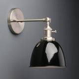Phansthy Applique murale industrielle avec interrupteur marche-arrêt, applique murale rétro avec abat-jour en métal dôme, luminaires muraux intérieurs E27 pour cuisine et salon (noir)