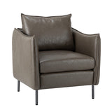 HULALA HOM Fauteuil en Cuir Fauteuil d'appoint Moderne en Similicuir Rembourré Chaises de Salon avec Coussin Mobile pour Salon Bureau Lecture Réception Client Brown