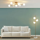KOSILUM - Lampadaire doré 3 globes blanc - Estrela - Lumière Blanc Chaud Eclairage Salon Chambre Cuisine Couloir - - - G9 - IP20