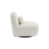 sweeek - Fauteuil pivotant 360° en Bouclette texturée Blanc crème. piètement en métal Noir Mat - Spino