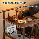 Générique Table d'appoint roulante à roulettes, Table de Chevet en Bambou avec Panier de Rangement, Table d'angle Mobile en rotin Style bohème, Petit Chariot de Rangement pour Salon, Chambre