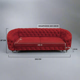 SILKMARKS® Chesterfield Canapé avec fonction couchage, canapé 3 places, confort premium, velours imperméable et résistant aux rayures, canapé avec espace de rangement supplémentaire, design élégant