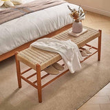 Banc à chaussures en bois de cerisier avec rangement pour entrée, étagère à chaussures pour chambre à coucher, repose-pieds étroit, banc de lit