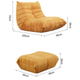 BEDOIN Chaise au coin du feu avec ottoman, canapé au sol paresseux, tatami, chaise longue, canapé moderne pour salon, chambre à coucher, salon, bleu lac